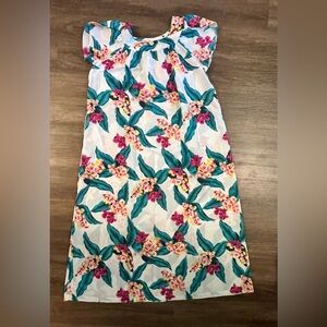 HILO HATTIE Hawaii USA Women’s L Flower Print Muumuu Dress Vintage‎ Long E23